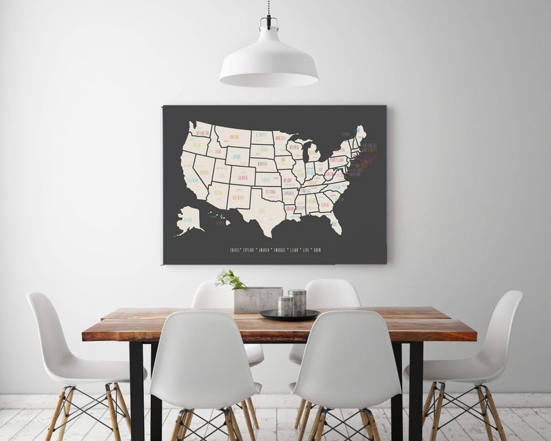 Epic Adventure Maps - USA State Travel Adventure Map Poster - Includes Push Pins - Vintage Grey / 24 x 17 Inches - Image 2